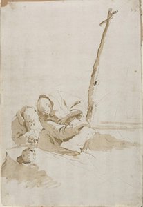 راهبان يفكران في جمجمة بواسطة Giambattista Tiepolo