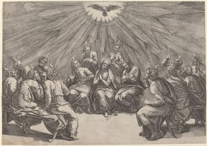 عيد العنصرة بواسطة Gian Jacopo Caraglio after Raphael