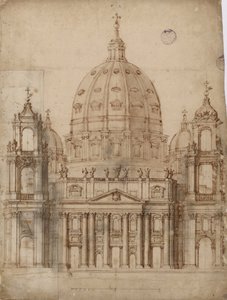 اقتراح بديل لواجهة كنيسة القديس بطرس في الفاتيكان par Bernini ، Gianlorenzo (1598-1680). قلم ، فرشاة ، ألوان مائية ، حبر هندي على ورق بواسطة جيان لورينزو بيرنيني