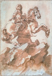 رسم تخطيطي للويس الرابع عشر على ظهور الخيل بقلم جيان لورينزو بيرنيني (1598-1680) ، رسم بالقلم الجاف والحبر بواسطة جيان لورينزو بيرنيني