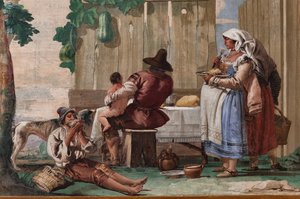 عائلة فلاحية على الطاولة ، من غرفة المشاهد الريفية ، في فورستريا (دار ضيافة) 1757 (في الهواء الطلق)