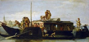 الباروك: The Mail Boat - The Mailboat (Il Burchiello) بواسطة Tiepolo ، Giandomenico (1727-1804) ، حوالي 1764-1765. زيت على قماش ، 38x78.3. متحف تاريخ الفن ، فيينا بواسطة جيوفاني دومينيكو تيبولو
