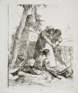 الساحر يشير إلى رأس مشتعلة لشابين ، ج. 1740s بواسطة جيوفاني دومينيكو تيبولو
