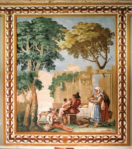 عائلة فلاحية على طاولة ، من غرفة المشاهد الريفية ، في فورستيريا (دار ضيافة) 1757 بواسطة جيوفاني دومينيكو تيبولو