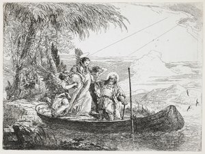 : العائلة المقدسة تدخل القارب من الرحلة إلى مصر ، 1750-1753 بواسطة جيوفاني دومينيكو تيبولو