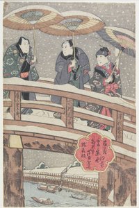 مشهد ثلجي في أوساكا جنوب النهر ، 1825 (طبعة خشبية ملونة) بواسطة Gigado Ashiyuki