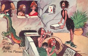 The Stone Age, at the matinee (colour litho)