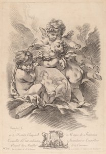 رمزية الرسم مع ثلاثة كروب (99) بواسطة Gilles Demarteau the Elder after François Boucher