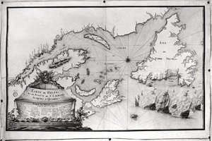 خريطة خليج ونهر سانت لورانس ، 1699 بواسطة جيل جابرييل دي ساكاردي