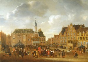 الإعلان عن معاهدة السلام في مونستر في عام 1648 من شرفة مجلس مدينة هارلم بواسطة جيليس رومبوتس