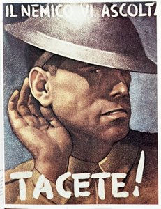 الصمت ، العدو يستمع) - ملصق دعاية إيطالي ، إصدار 1942 رسم لجينو بوكاسيل (1901-1952) بواسطة جينو بوكاسيل
