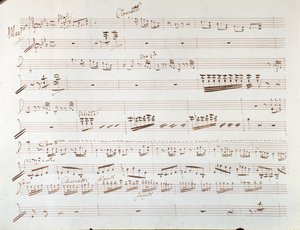 صفحة من النوتة الموسيقية للكمان للسمفونية في سندريلا ، أو Goodness Triumphant بقلم Gioacchino Rossini
