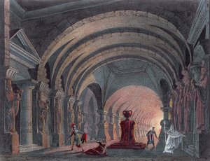 سينوغرافيا للفصل الرابع من سميراميد لجيوشينو روسيني (1792-1868) ، نقش