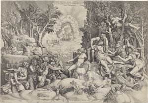 Cephalus en de Bosgoden beweenen de dood van Procris Procrin of the Erythrean king of Athens / ابنة وزوجة Cephalus ، من قبل نفس الزوج دون علم (العنوان على الشيء)