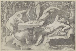 Silenus، een sater en een geit سلابيندي سيلينوس