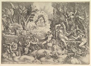 وفاة Procris ، سيفالوس ينوح وفاة Procris على اليمين محاطة ... ، كاليفورنيا. 1540. بواسطة جورجيو غيسي