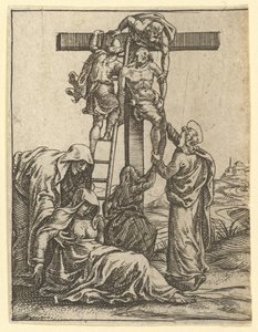 عذراء الأحزان: النزول من الصليب ، واحدة من تسع مقصورات محيطة ... ، بحلول عام 1575. بواسطة جورجيو غيسي