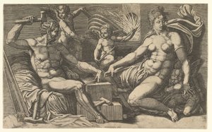 فينوس وفولكان في فورج ، كاليفورنيا. 1555. بواسطة جورجيو غيسي