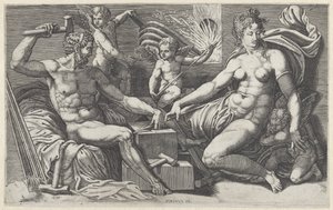 Venus en Vulcanus في de smidse van Vulcanus بواسطة Perino del Vaga