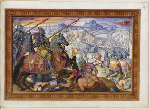 إضافة MS 33733 f.9 سليمان وجيشه طردوا من حصار فيينا بواسطة جورجيو جوليو (Attr. to) Clovio