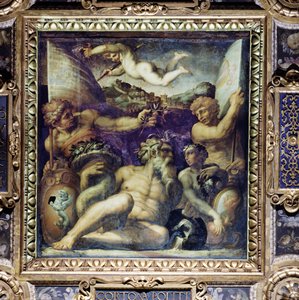 رمزية مناطق كورتونا ومونتيبولسيانو من سقف Salone dei Cinquecento ، 1565 (لوحة) بواسطة جورجيو فاساري