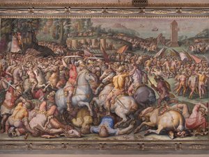 هزيمة البيزان في برج سان فينتشنزو ، من Salone dei Cinquecento ، 1569 بواسطة جورجيو فاساري