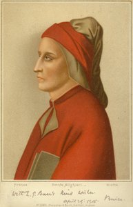 دانتي أليغييري (c1265-1321) ، الشاعر الإيطالي (chromolitho) بواسطة جيوتو دي بوندوني