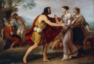 لقاء بين يعقوب وراشيل ، بواسطة جيوفاني كارنفالي المعروف باسم Piccio (1804-1873) ، زيت على النحاس ، 38x53 سم بواسطة جيوفاني كارنفالي