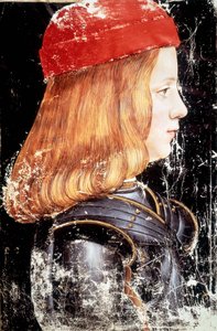 صورة ماكسيميليان سفورزا (1490 - 1530). المنمنمات لجيوفاني أمبروجيو دي بريديس (1455-1508).