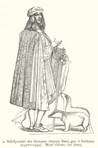 صورة ذاتية لفنان عصر النهضة الإيطالي إيل سودوما (جيوفاني أنطونيو بزي) (نقش) بواسطة جيوفاني أنطونيو بزي (بعد) سودوما