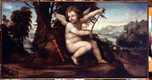 منظر طبيعي مع كيوبيد (منظر طبيعي مع كيوبيد) - رسم جيوفاني أنطونيو بازي ، المعروف باسم لو سودوما (1477-1549) - زيت على قماش ، 68 × 129 سم ، حوالي 1510 - مدرسة سيينا ، عصر النهضة الإيطالية - متحف هيرميتاج ، سانت بطرسبرغ بواسطة جيوفاني أنطونيو بزي سودوما