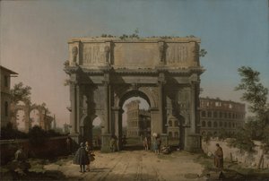 منظر لقوس قسطنطين مع الكولوسيوم ، 1742-5 بواسطة قناة جيوفاني أنطونيو (كاناليتو)