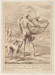 عارية رجل ينفخ محارة بواسطة Giovanni Antonio Faldoni after Parmigianino