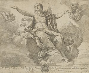 افتراض العذراء ، التي تجلس في السحاب وذراعها ممدودتان ، ... ، 1685-1720. بواسطة جيوفاني أنطونيو لورينزيني