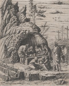 قبر المسيح الذي أنزله رجلان في قبر حجري قبل ... ، كاليفورنيا. 1470-1500. بواسطة جيوفاني أنطونيو دا بريشيا