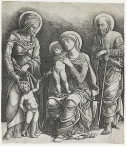 العائلة المقدسة مع الطفل القديس يوحنا ، حوالي 1495-1505 (نقش) بواسطة جيوفاني أنطونيو دا بريشيا