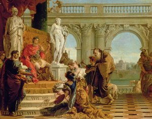 Maecenas يقدم الفنون الليبرالية إلى الإمبراطور أوغسطس (63 ق.م - 14 م) حوالي عام 1745 (زيت على قماش) بواسطة جيوفاني باتيستا تيبولو