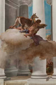 Palazzina (مبنى صغير) ، قاعة المدخل: "The Sacrifice of Iphigenia" ، تفاصيل الظبية التي أرسلها Artemis لتحل محل Iphigenia بواسطة جيوفاني باتيستا تيبولو