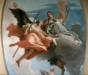 رسم رمزي للقوة والمعرفة بواسطة جيامباتيستا تيبولو (1696-1770) 1743 صن. 479x251 سم أوديني ، متحف سيفيكو بواسطة جيوفاني باتيستا تيبولو