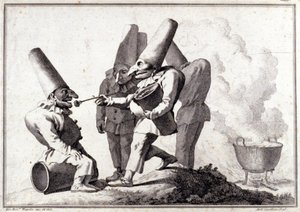 مجموعة Pulcinella (Polichinelle الإيطالية). رسم بالقلم الجاف وغسله بقلم رصاص بقلم جيوفاني باتيستا (جيامباتيستا) تيبولو (1696-1770). بواسطة جيوفاني باتيستا تيبولو