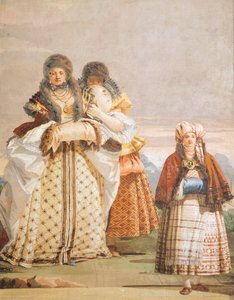 Winter walk, by Giambattista Tiepolo (1696-1770), fresco, detail, The Gothic Room, Guest Quarters of Villa Valmarana ai Nani, Vicenza, Italy بواسطة جيوفاني باتيستا تيبولو