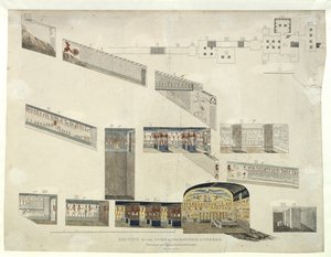قسم من قبر Psammuthis في طيبة ، اكتشفه وافتتحه بيلزوني في عام 1818 بواسطة جيوفاني باتيستا بيلزوني