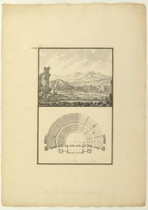 منظر وخطة مسرح هيرابوليس (الآن باموكالي) ، ج .1750 (قلم وحبر وغسل على ورق) بواسطة جيوفاني باتيستا بورا