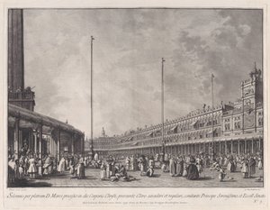 اللوحة 9: موكب في يوم كوربوس كريستي في ساحة سان ماركو ، من احتفال دوقي ... ، كاليفورنيا. 1766.