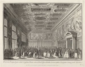 استقبال دوجي للسفراء الأجانب في Sala del Collegio ، 17631766.