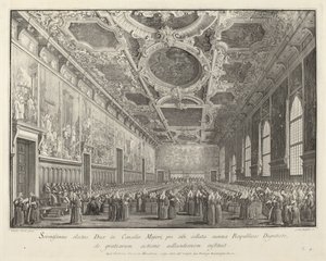 يعود Doge شكرًا في Sala del Consiglio Maggior ، 17631766.