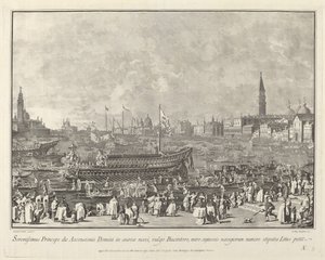 The Doge in the Bucintoro المغادرة إلى بورتو دي ليدو في يوم الصعود ، 17631766. بواسطة جيوفاني باتيستا بروستولوني