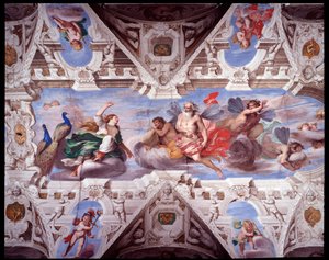 يطلب Juno من Aeolus منع سفر Aeneas (Fresco بواسطة جيوفاني باتيستا كارلون