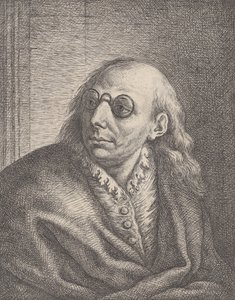 صورة لوكا جيوردانو ، مرتديًا نظارة دائرية وينظر إلى اليسار ، 1692-1727. ، 1692-1727. بواسطة جيوفاني باتيستا كاتينارو