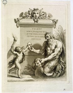 تذكرة لكرة ملثمة في دار الأوبرا في 26 أبريل ، نقشها فرانشيسكو بارتولوزي (1727-1815) ، 1770 بواسطة جيوفاني باتيستا سيبرياني